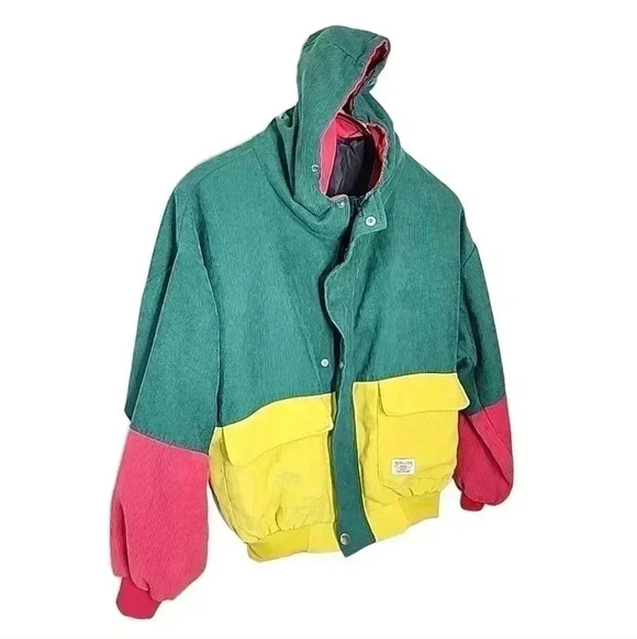 Zaful Hooded Color Block 90s Style. Corduroy Jacket size Medium - Picture 3 of 7